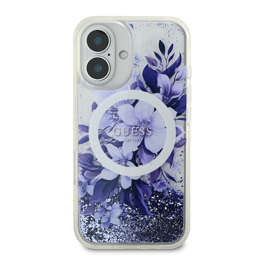 Guess iPhone 16 Orjinal Lisanslı Magsafe Şarj Özellikli Sıvılı Simli Çiçek Desenli Telefon Kılıfı - 21 Guess iPhone 16 Orjinal Lisanslı Magsafe Şarj Özellikli Sıvılı Simli Çiçek Desenli Telefon Kılıfı - 21